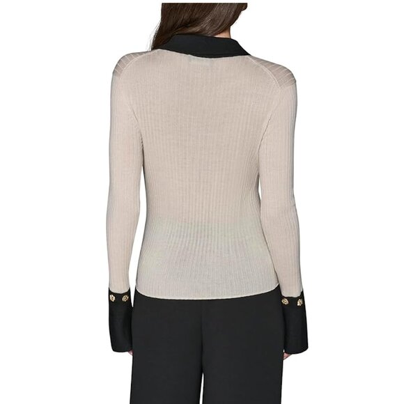 Karl Lagerfeld Long Sleeve Collared Top - Picture 6 of 6